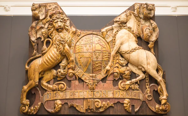 Escudo de madeira Dieu et mon Droit — Fotografia de Stock