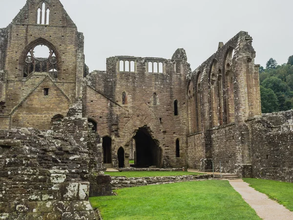 Ruïnes van tintern abbey, een voormalige cisterciënzer kerk uit de 12e — Stockfoto