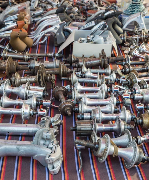 Vintage bike parts on display at L'Eroica, Italy — Stock Photo, Image