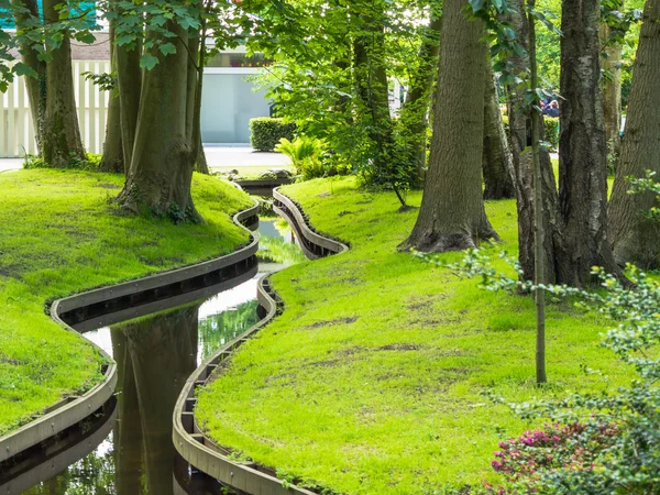 Piccolo canale tortuoso nel parco — Foto Stock