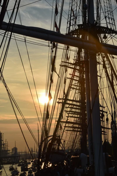 Sunset at Sail 2015 in Amsterdam — Stock Photo, Image