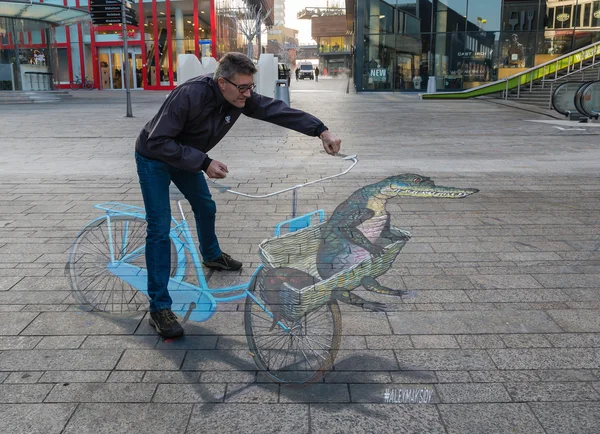 Straatkunst weergegeven: optische illusie Rechtenvrije Stockafbeeldingen