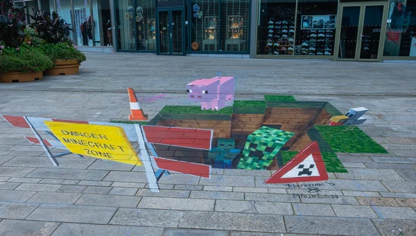 Straatkunst weergegeven: optische illusie Rechtenvrije Stockfoto's