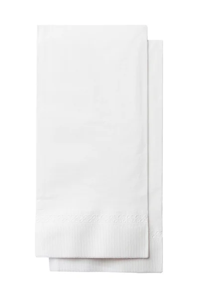 Две белые салфетки, изолированные на белом фоне — стоковое фото