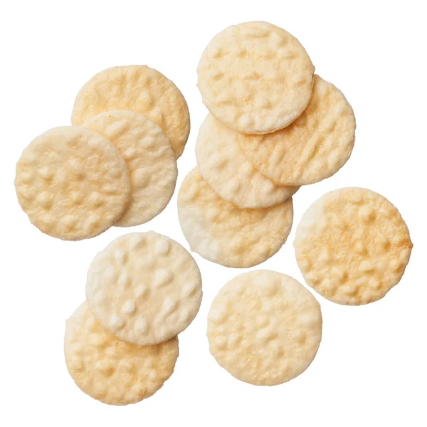 Bolachas de arroz isoladas em fundo branco — Fotografia de Stock