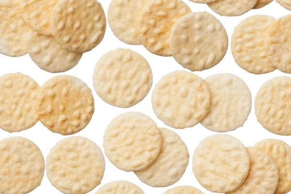 Bolachas de arroz isoladas em fundo branco — Fotografia de Stock