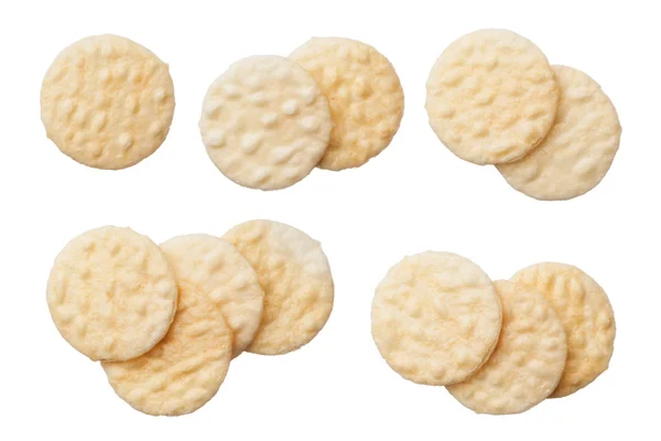 Galletas de arroz aisladas sobre fondo blanco Fotos de stock libres de derechos