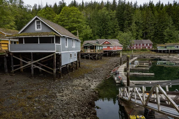 Historic Telegraph Cove Buildings Low Tide — Stock Photo, Image