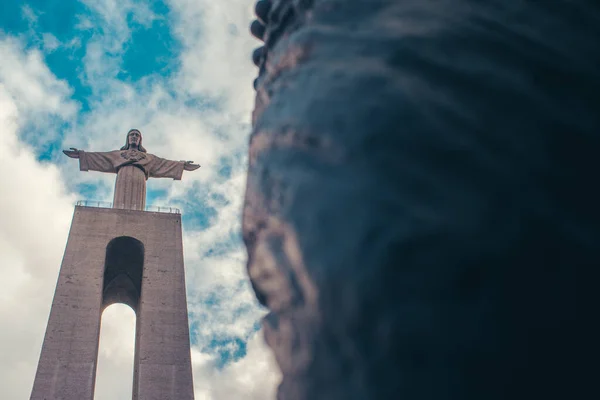 Cristo Redentor Lisboa Com Nuvens — Fotografia de Stock