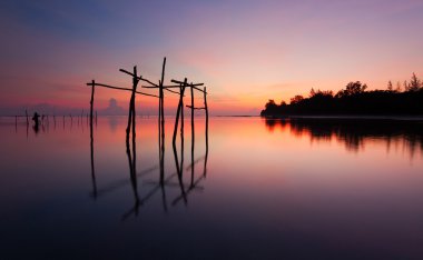 Kudat, Sabah, Doğu Malezya, Borneo sakin doğarken