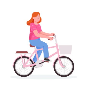 Bisikletli Şirin Küçük Kız Çizgi Film Çizimi