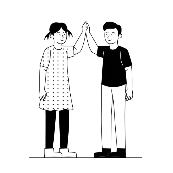 High Five Freund Flache Umrisse Illustration — Stockvektor