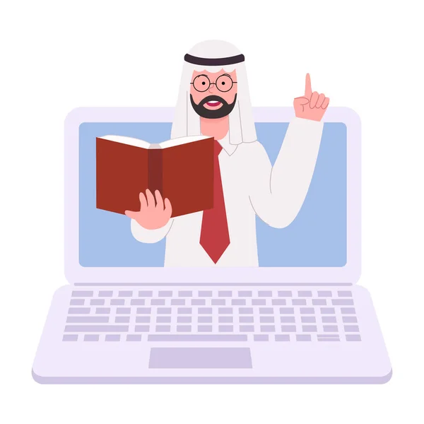 Lekce Arabského Učitele Line Laptopu — Stockový vektor