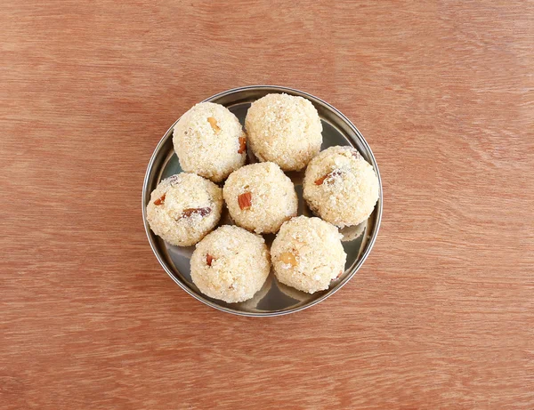 Piatto dolce indiano Rava Laddu — Foto Stock