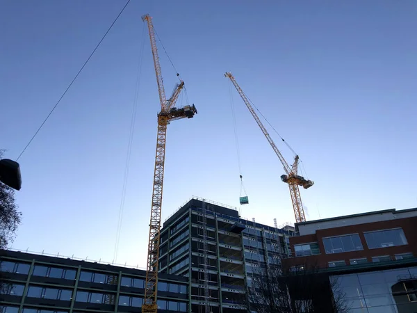 England January 2021 Bristol Wide View Construction Site Two Cranes — Stock Photo, Image