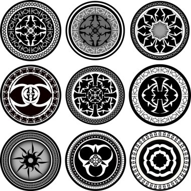 Yuvarlak süsleme deseni kümesi 