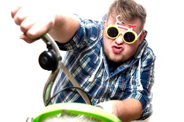 guy with glasses in a bike clipart