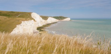 Panorama of Seven Sisters cliffs and the sea in Brighton, Sussex clipart