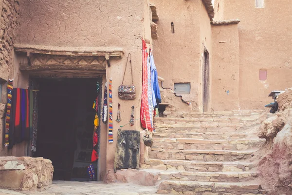 Del av slottet av Ait Benhaddou, en befäst stad, forme — Stockfoto