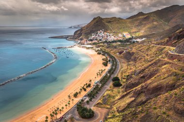 Görünüm, las teresitas beach, tenerife, İspanya