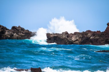 Atlantik Okyanusu güçlü dalgalar Tenerife kıyısından, w odaklanmak