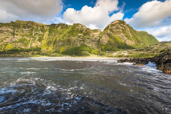 Azorerna kusten landskap i Faja Grande, Flores island. Portug — Stockfoto