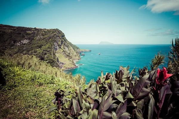 Landschaft der Insel der Blumen. Azoren, Portugiesisch — Stockfoto