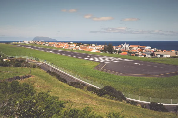 Panorama Santa Cruz na ostrově záplavy azores the al — Stock fotografie