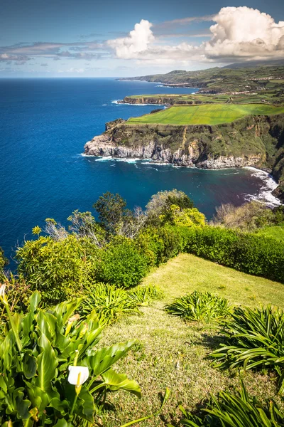Ilha verde no Oceano Atlântico, São Miguel, Açores, Portugal — Fotografia de Stock