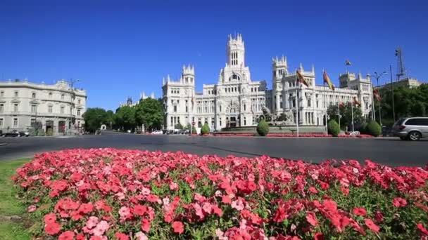 Площадь Сибелеса, Мадрид, Испания — стоковое видео