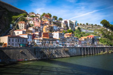 Porto old town embankment on the Douro River clipart