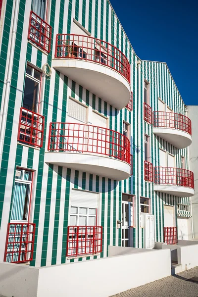 Colorful houses in Costa Nova, Aveiro, Portugal — Stock Photo, Image