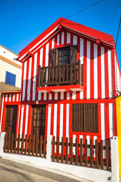 Colorful houses in Costa Nova, Aveiro, Portugal — Stock Photo, Image