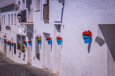Şehirde Mijas, İspanya çiçekli sokak