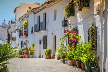 Street with flowers in the Mijas town, Spain clipart