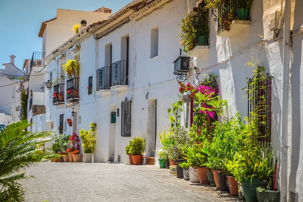 Şehirde Mijas, İspanya çiçekli sokak — Stok fotoğraf