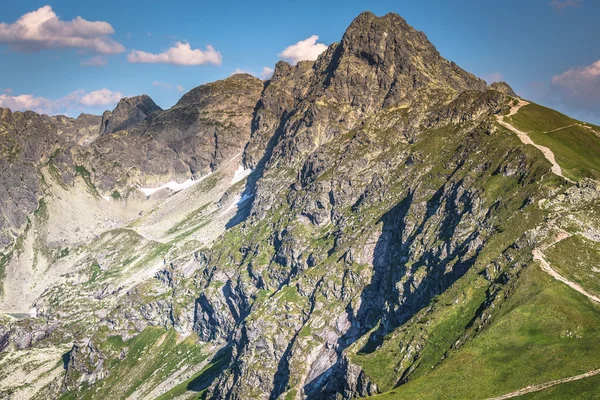 Letní Tatra Mountain, Polsko, pohled z Kasprowy Wierch na houpačce — Stock fotografie