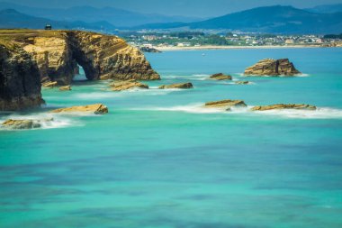 Playa de las catedrales - Kuzey İspanya'nın güzel bir plaj.