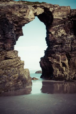 Playa de las catedrales - Kuzey İspanya'nın güzel bir plaj.
