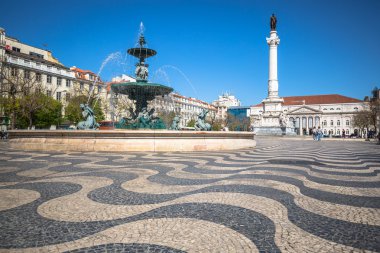 Lizbon, Portekiz cityscape Rossio Meydanı.