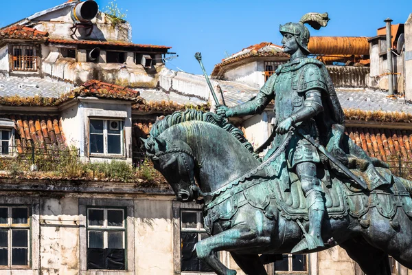 Lissabon, Portugal. Rid-staty av kung John I i Praca — Stockfoto