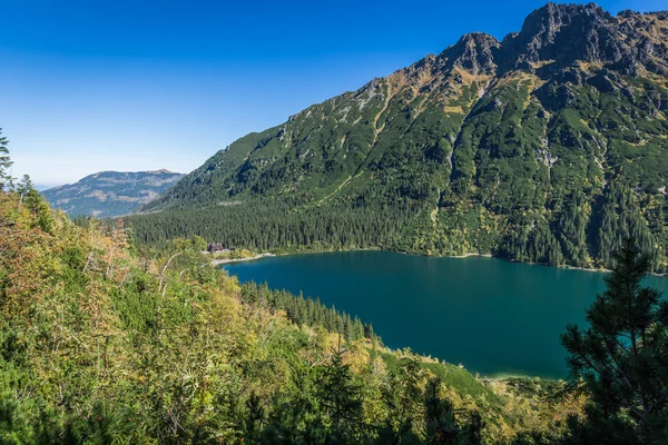 Paisaje del lago de montaña Morskie Oko cerca de Zakopane, Tatra Moun —  Fotos de Stock
