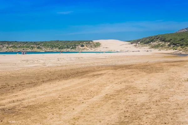 Písečné duny městě Bolonia beach, provincie Cádiz, Andalusie, Španělsko — Stock fotografie