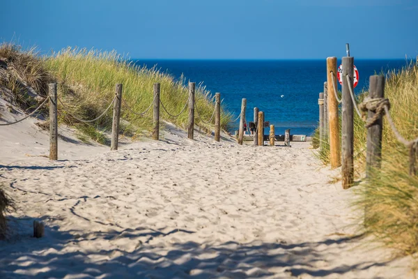 Sandy beach Leba Town, Baltık Denizi, Polonya — Stok fotoğraf