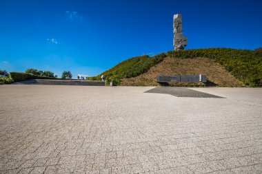Gdansk, Polonya-Eylül 19, 2015:Westerplatte. Anıt commemora
