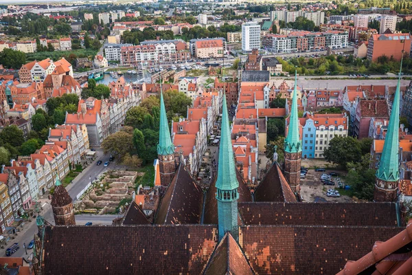 Old Town in Gdansk, aerial view from cathedral tower, Poland — Stock Photo, Image