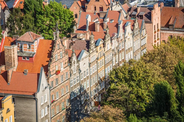 Oude binnenstad gdansk, luchtfoto van kathedraal toren, Polen — Stockfoto