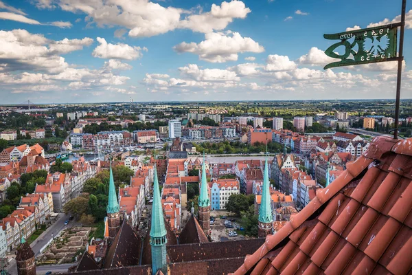 Eski şehir Gdansk, katedral Kulesi, Polonya havadan görünümü — Stok fotoğraf