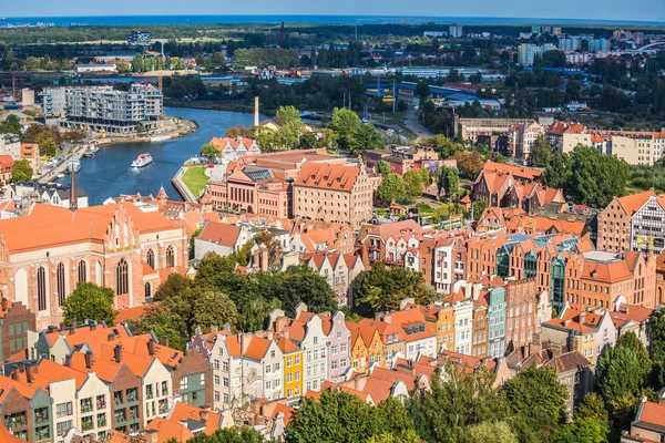 Gdańsk, Polska - 19 września, 2015:Old miasta w Gdańsku, antenowe vie — Zdjęcie stockowe