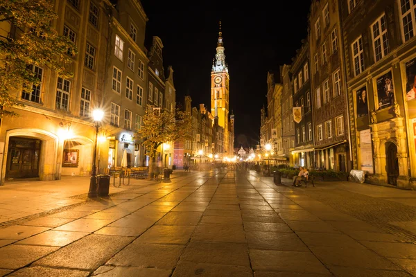 Gdansk,Poland-September 19,2015:The tower of Town Hall and main — Stock Photo, Image